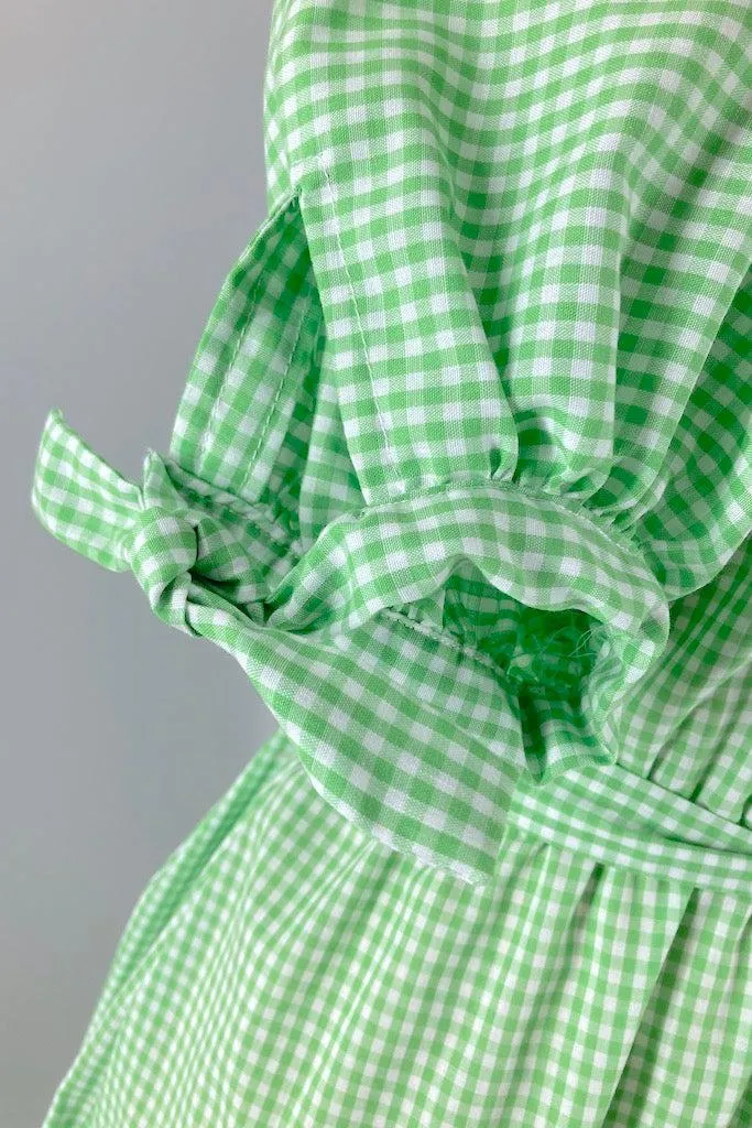 Vintage Green Gingham Dress