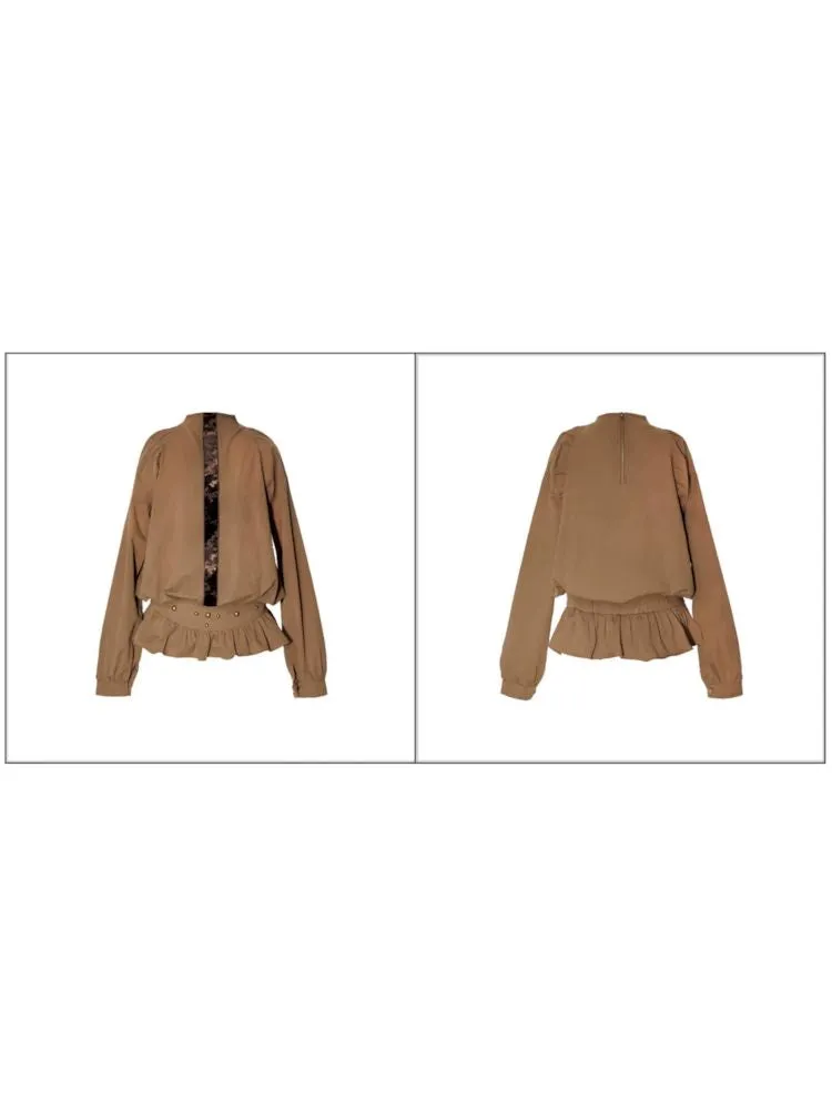 Waist Cinching Lace Hem Shirt【s0000006267】