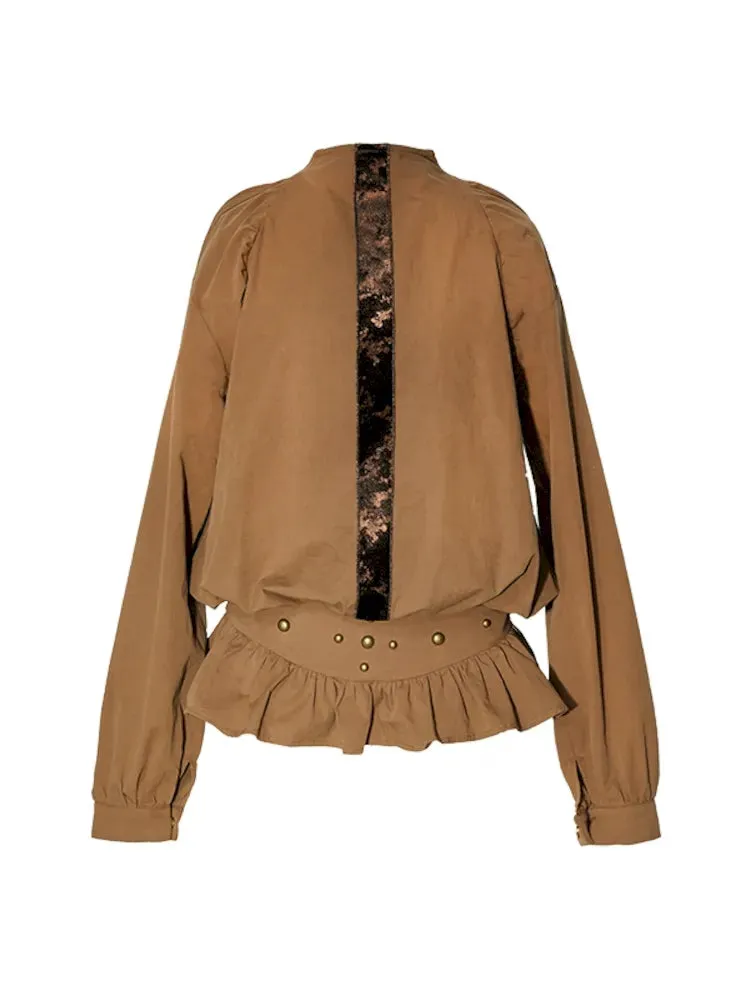 Waist Cinching Lace Hem Shirt【s0000006267】