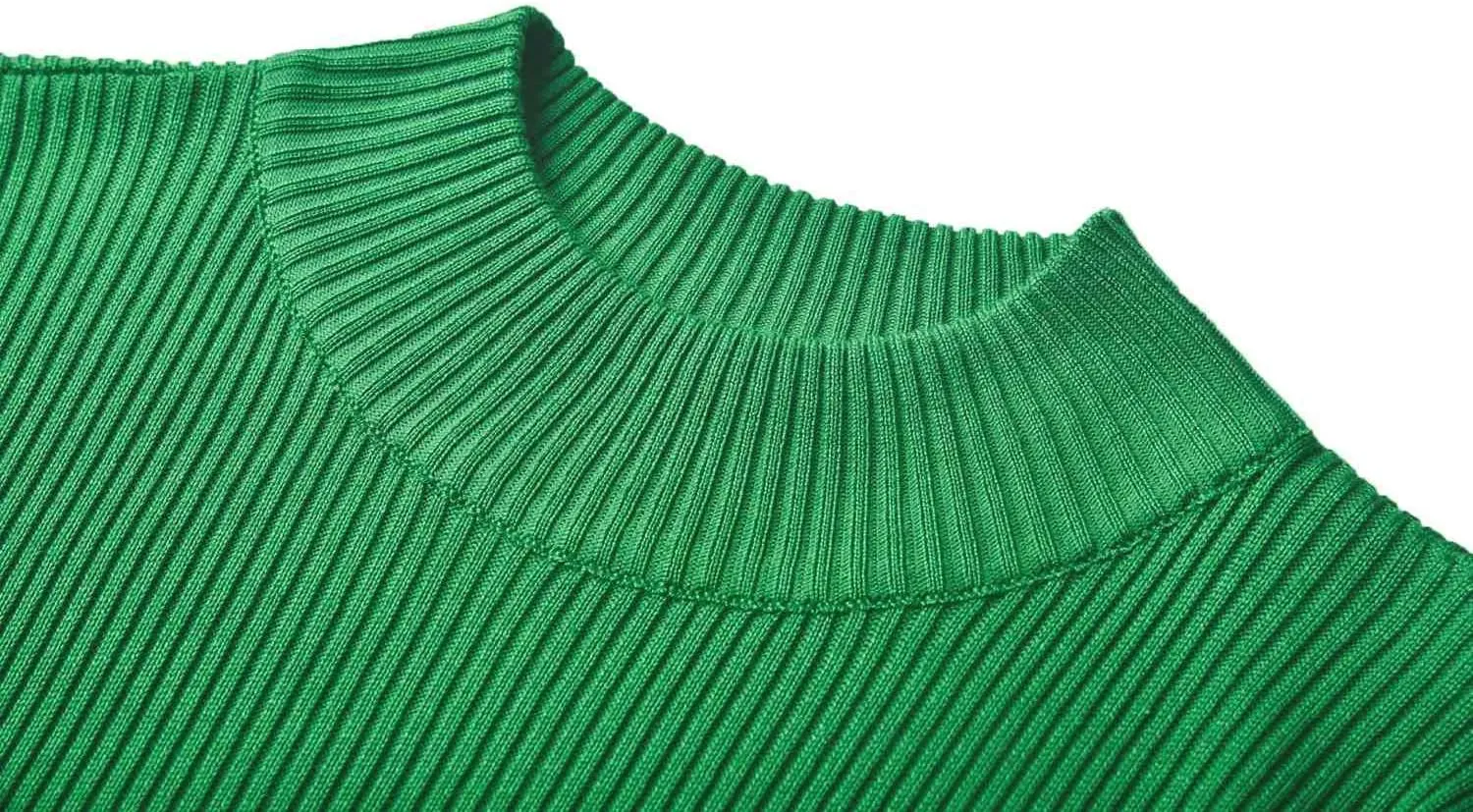 Womens Sweater Dresses Ribbed Puff Sleeve Midi Dress Winter Mock Neck