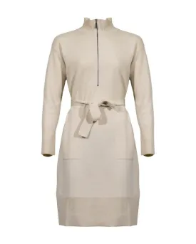 Wool Blend Zip Neck Dress
